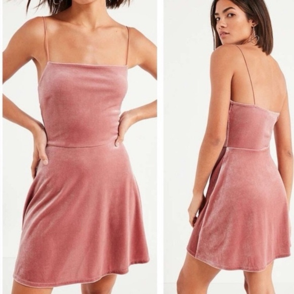 Urban outfitters pink velvet mini dress